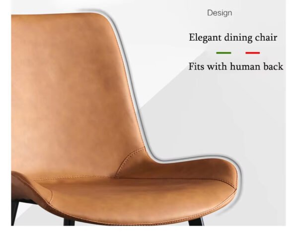 Tulip Modern PU Leather Dining Chair Brown - Image 3